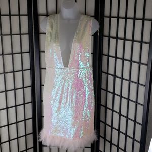 Sparkly Feather Dress from Fashion Nova